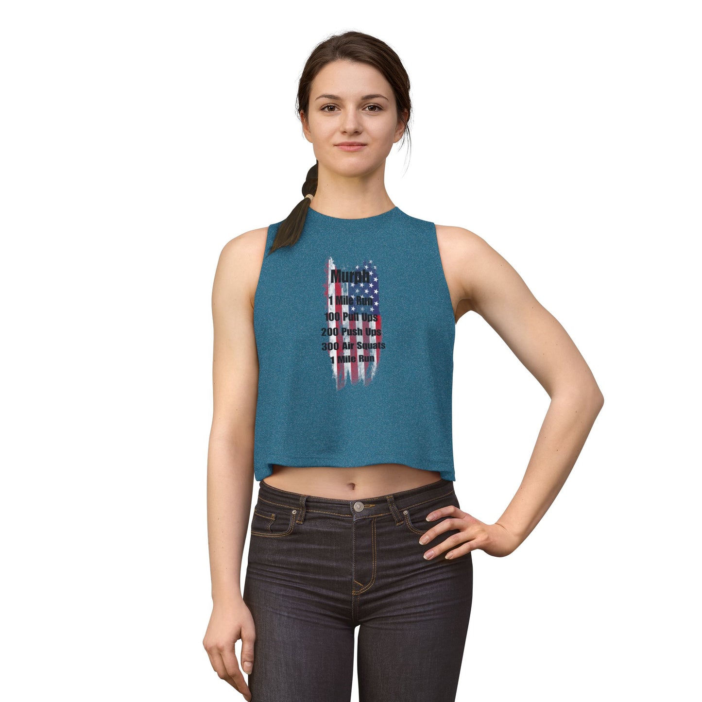 Murph Workout Women's Crop Top — American Flag WOD Fitness Tank