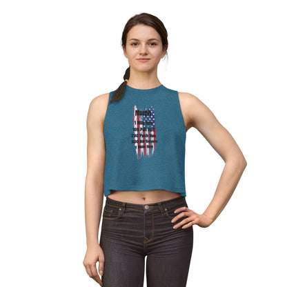 Murph Workout Women's Crop Top — American Flag WOD Fitness Tank