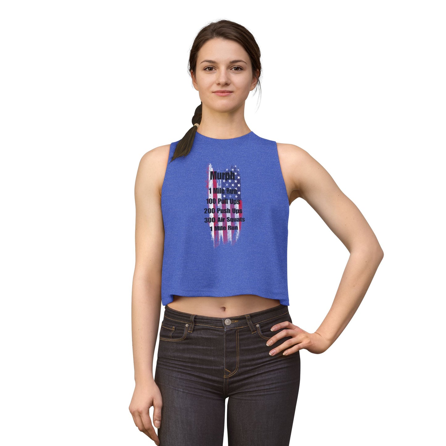 Murph Workout Women's Crop Top — American Flag WOD Fitness Tank