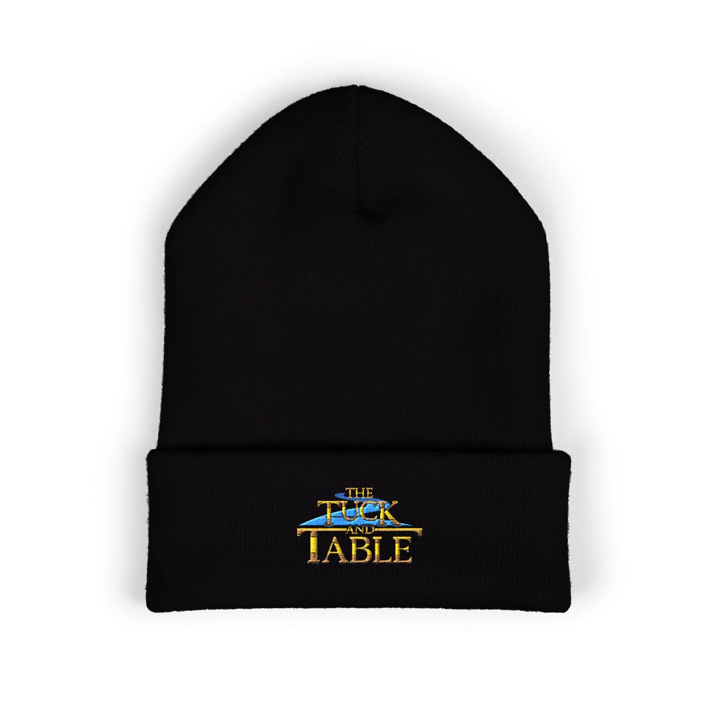 Embroidered 'The Deck Table' Classic Cuffed Beanie — Warm Graphic Knit Hat